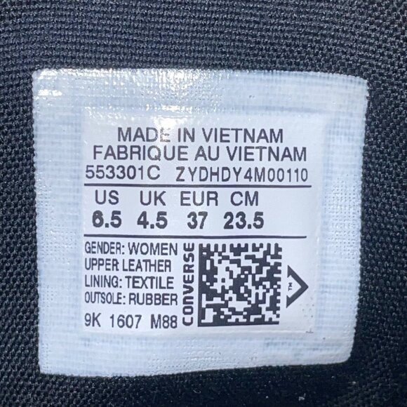 Converse Women’s Black Pure Silver Brush-Off Leather High-Top Sneakers Size 6.5 - Picture 8 of 13